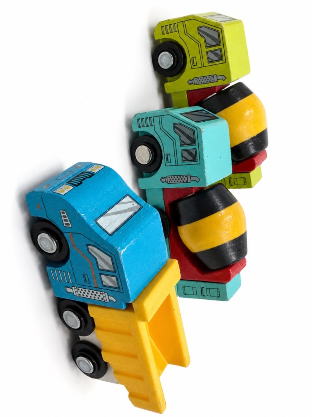 B. Toys Wood & Wheels Construction Trucks Lot of 3